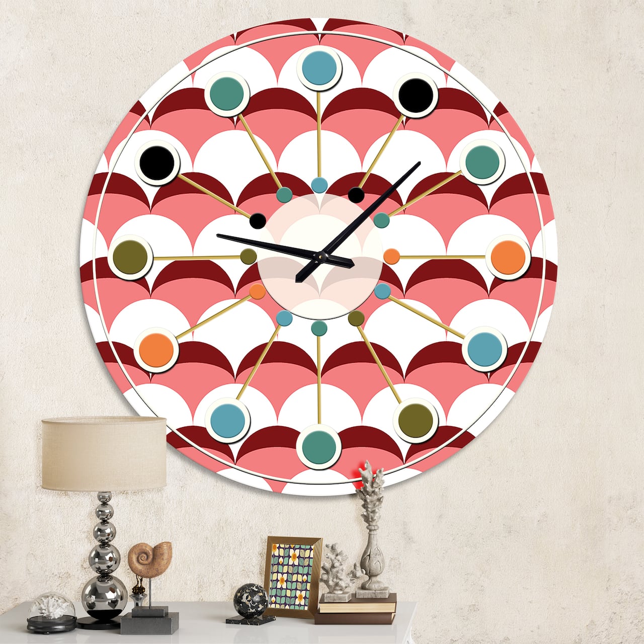 Designart Geometrical Retro Design V Mid-Century Modern Wall Clock